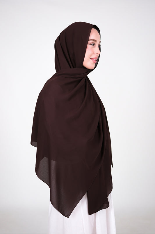Mıknatıslı Ve Boneli Şifon Şal - Acı Kahve