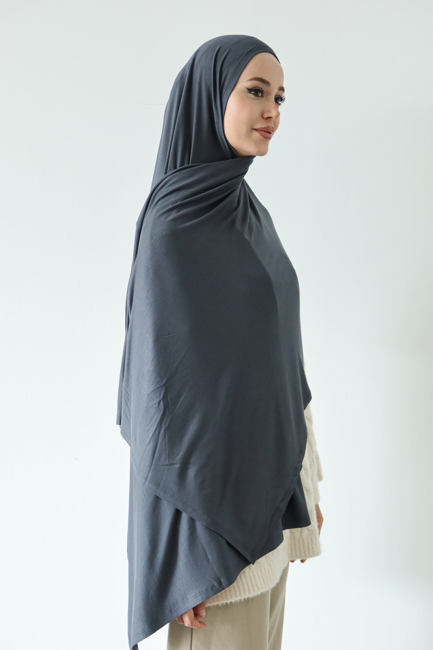 Mıknatıslı Bambu Penye Şal - Füme(Antrasit)