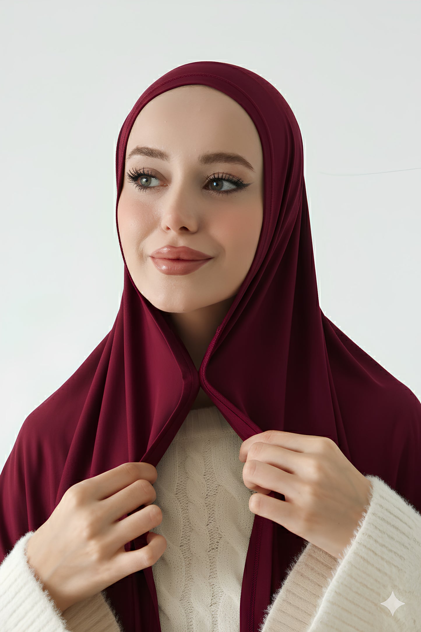 Mıknatıslı Bambu Penye Şal - Bordo