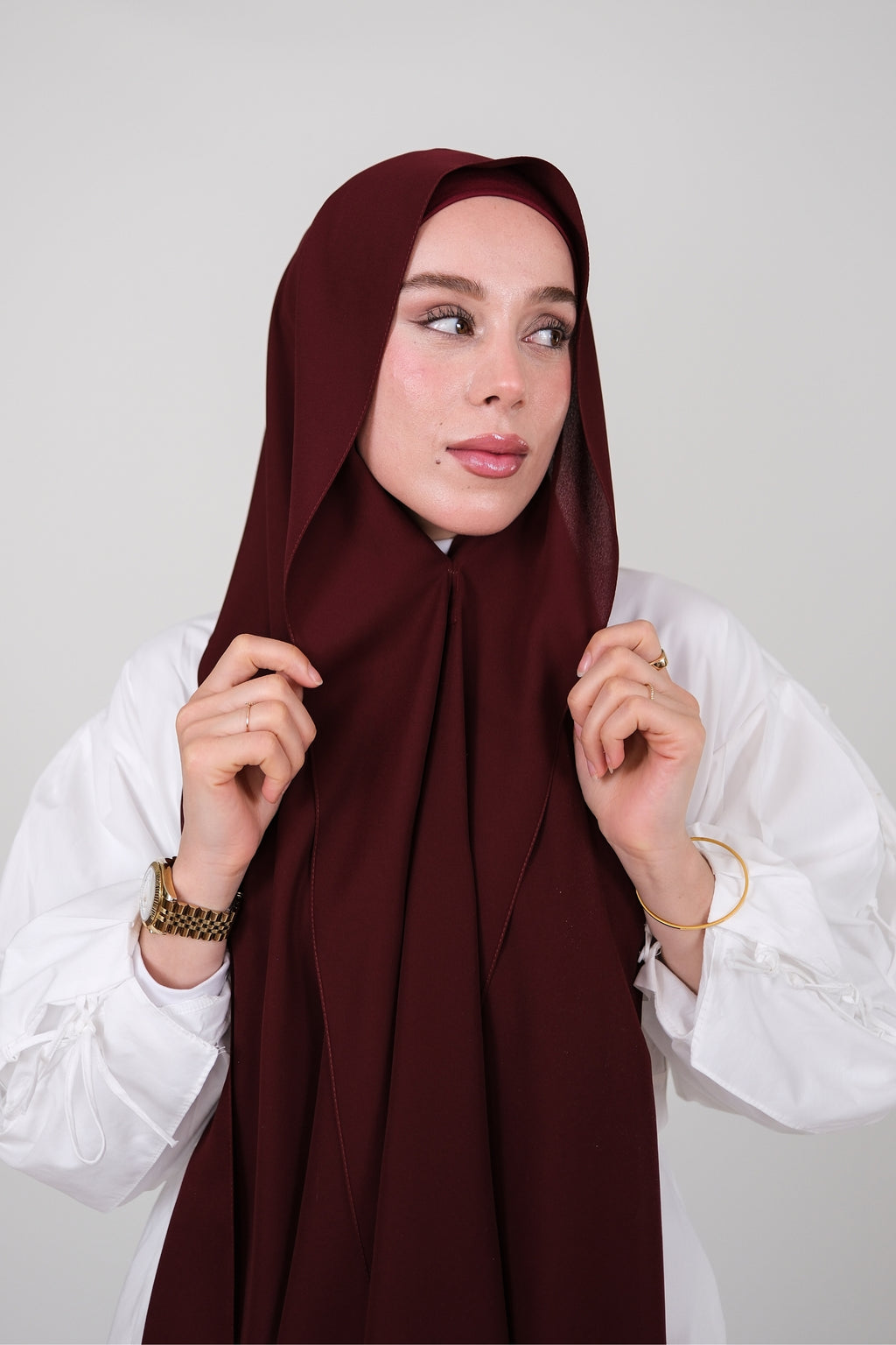 Magnetic and Boning Chiffon Scarf - Burgundy