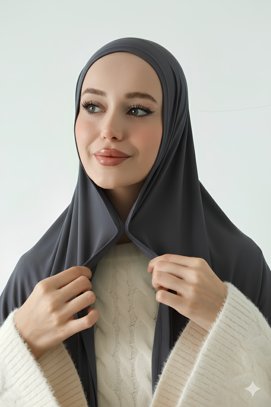 Mıknatıslı Bambu Penye Şal - Füme(Antrasit)