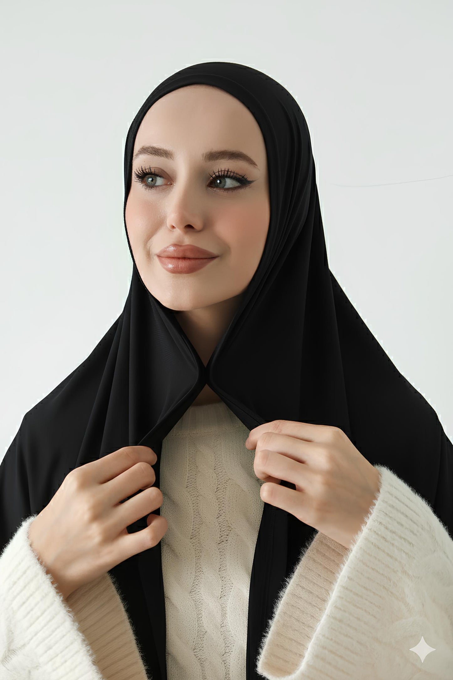 Mıknatıslı Bambu Penye Şal - Siyah