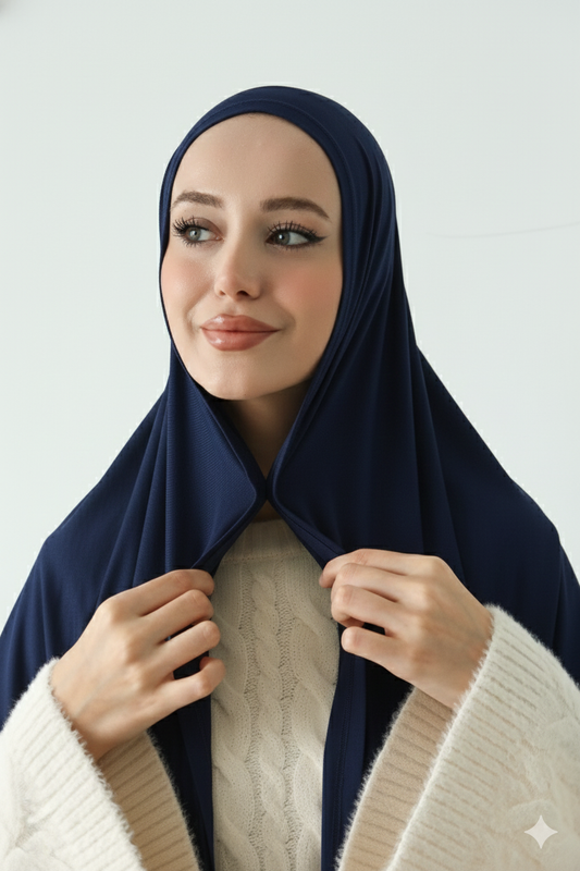 Mıknatıslı Bambu Penye Şal - Lacivert