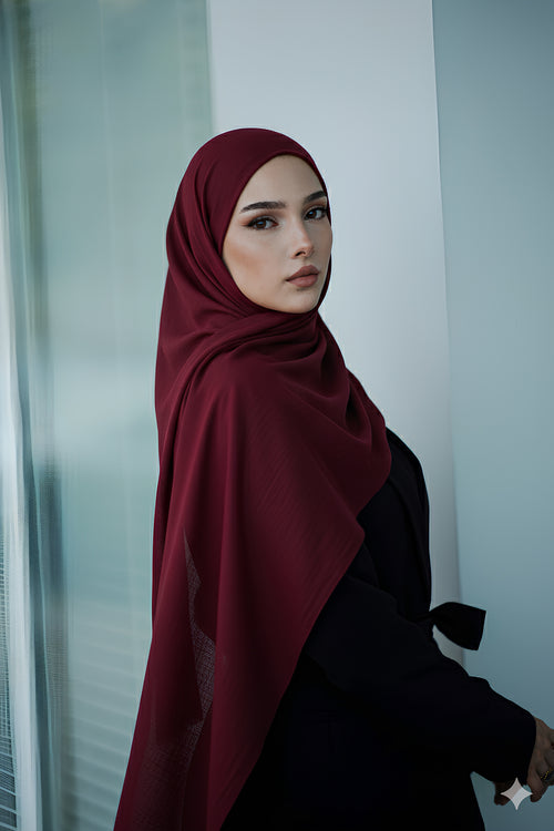 Doğal Bambu Şal - Bordo