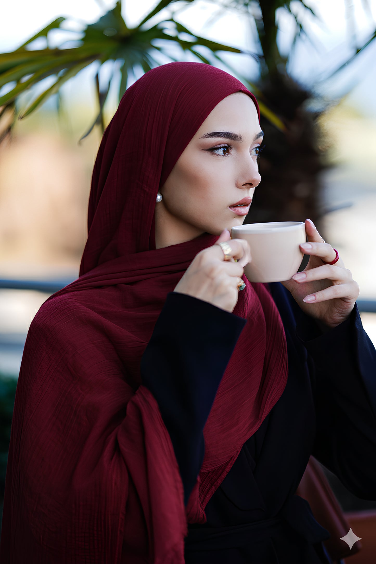 Doğal Bambu Şal - Bordo