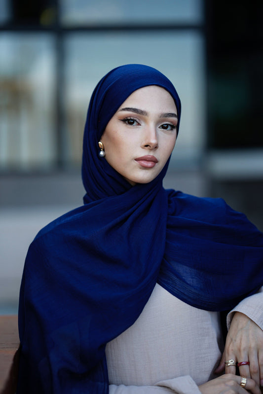 Doğal Bambu Şal - Lacivert