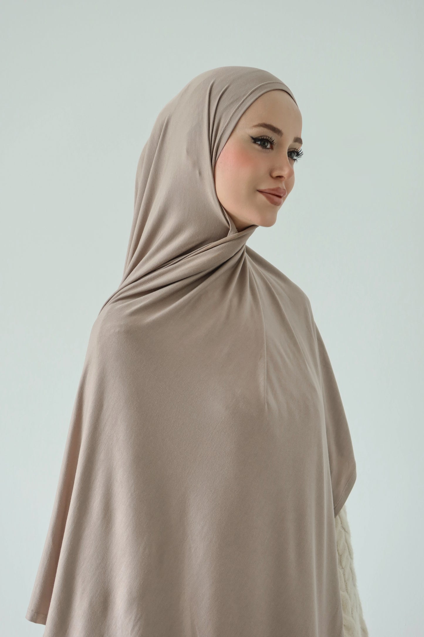 Mıknatıslı Bambu Penye Şal - Taş Rengi