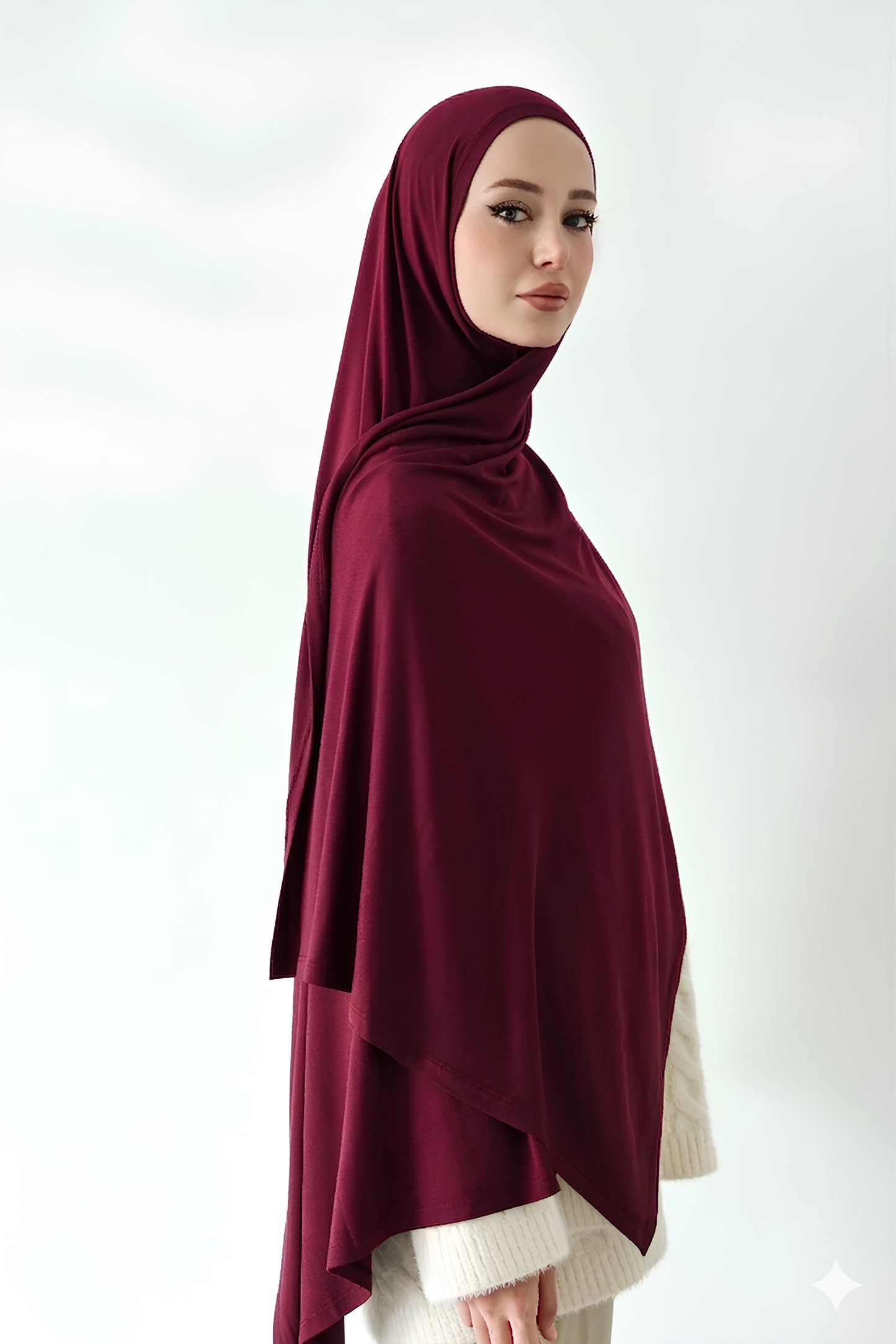 Mıknatıslı Bambu Penye Şal - Bordo