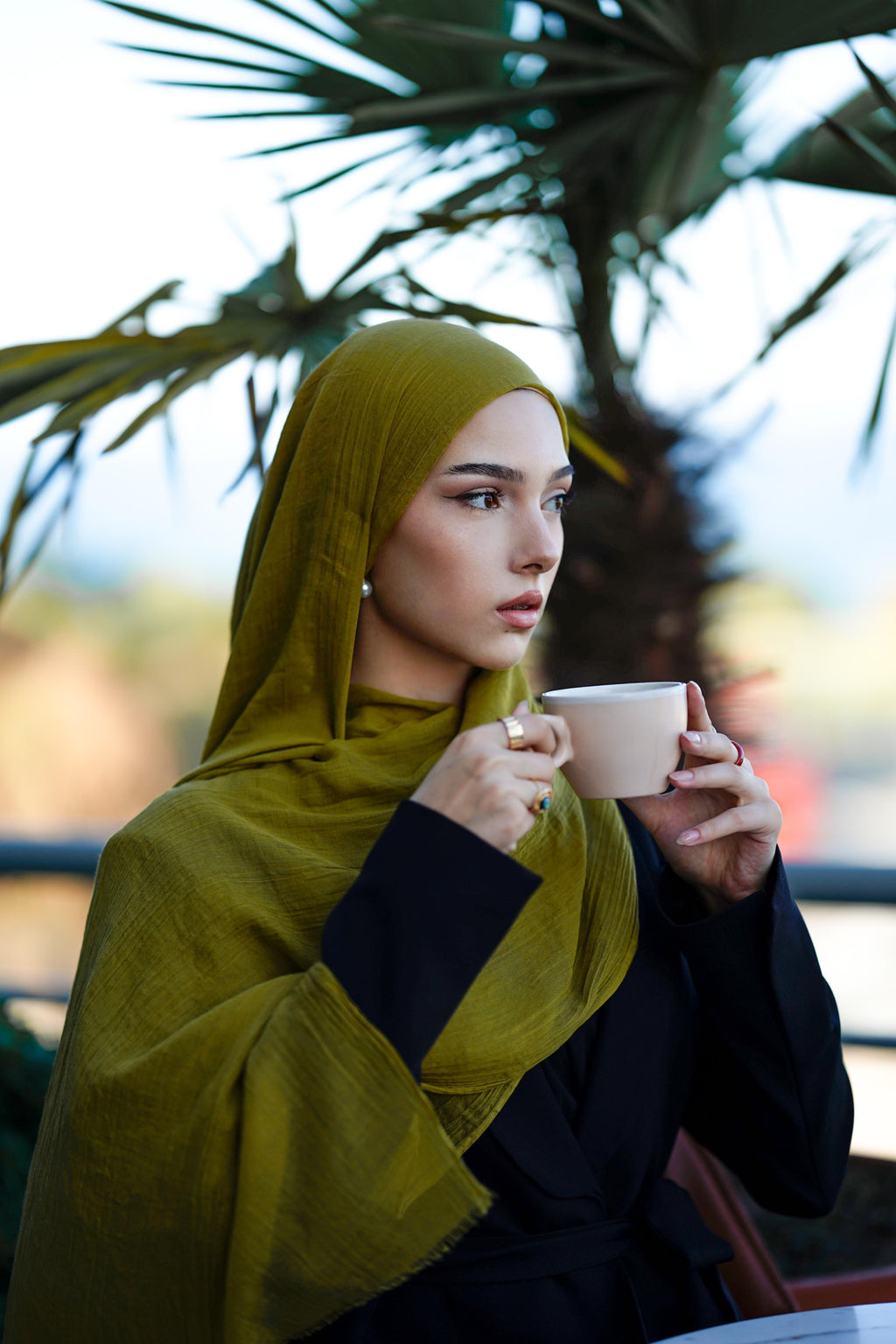 Natural Bamboo Shawl - Olive Green