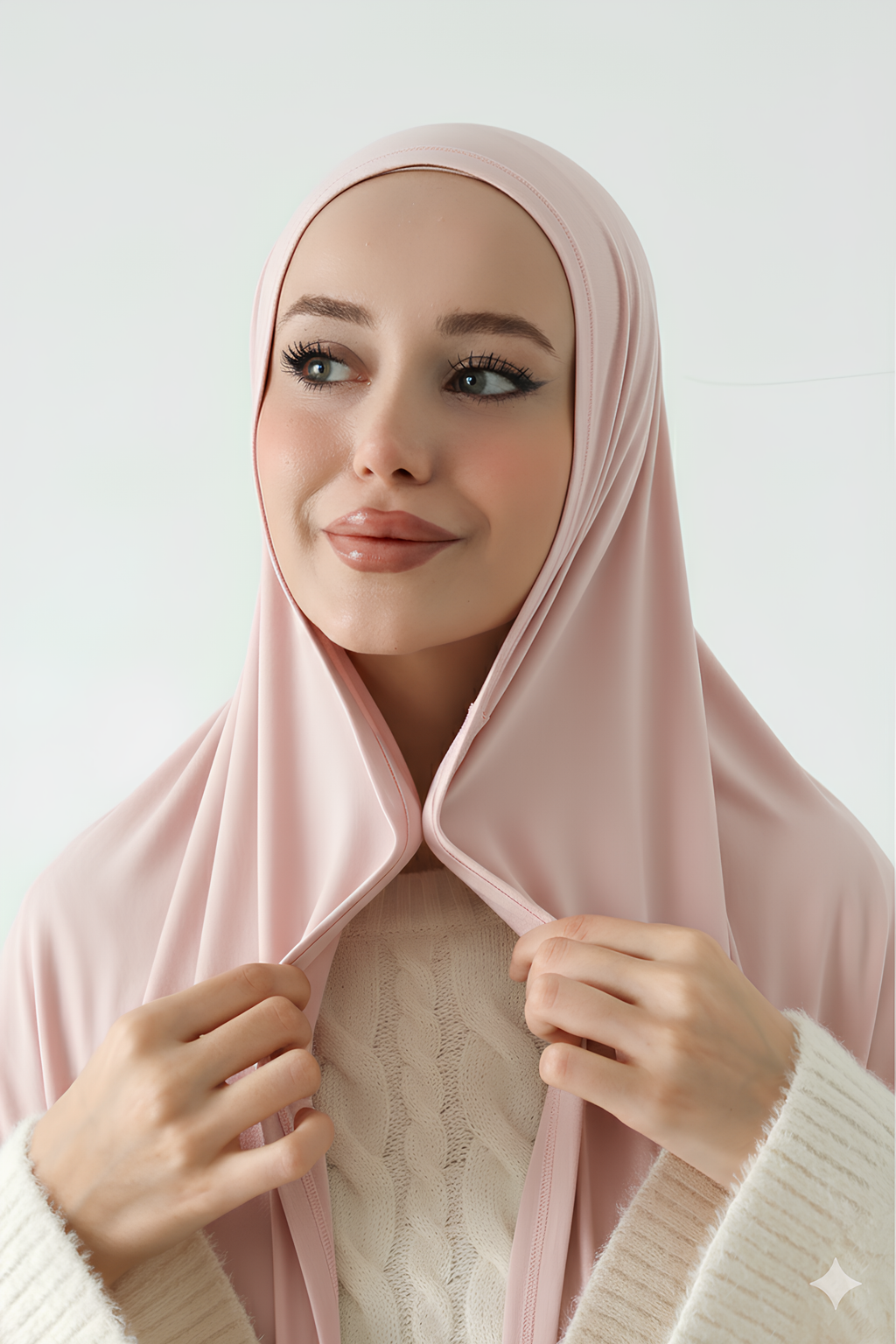 Mıknatıslı Bambu Penye Şal - Rose Pembe