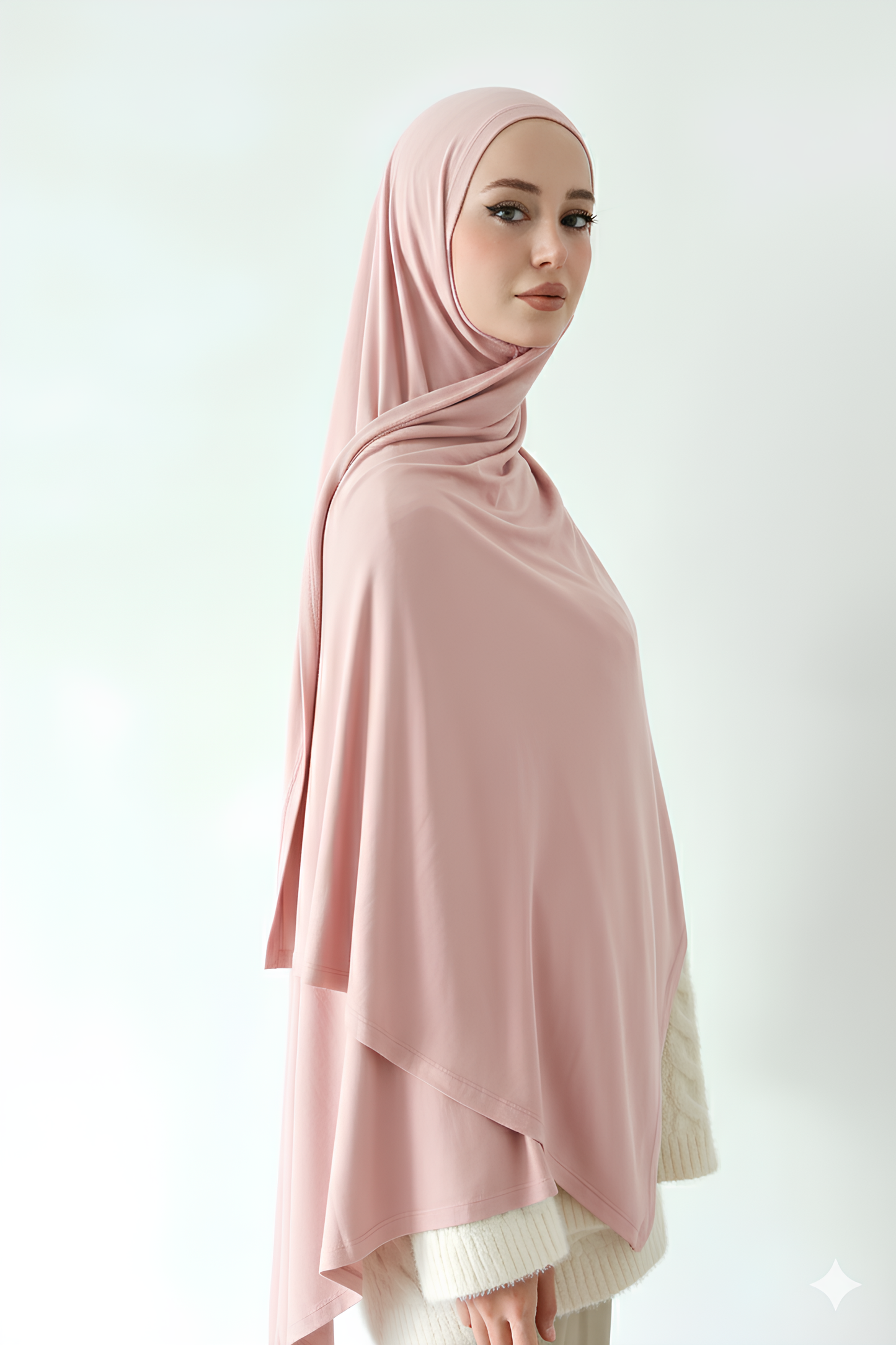 Mıknatıslı Bambu Penye Şal - Rose Pembe